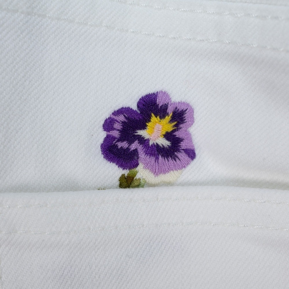 Tory Burch White High Rise Button Fly Embroidered Flower Cropped‎ Jeans Size 27 - Picture 12 of 16